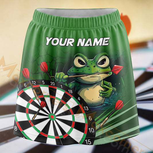 Maxcorners Darts Green Frog Dartboard Personalized 3D Skort, Skirts With Shorts