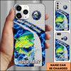Maxcorners Fishing Blue Lightning Honeycomb Water Splash Personalized Name Phone Case (12 Fish Species)