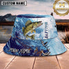 Maxcorners Fishing Dark Camo Fishing Scene with Bold Graphic Personalized Name 3D Bucket Hat (13 Fish Species)