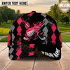 Maxcorners Golf Flaming Ball Crossed Clubs Argyle Pattern Personalized Name 3D Classic Cap