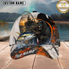 Maxcorners Fishing Skull Fisherman Orange Black Personalized 3D Cap