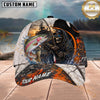 Maxcorners Fishing Skull Fisherman Orange Black Personalized 3D Cap