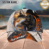 Maxcorners Fishing Skull Fisherman Orange Black Personalized 3D Cap