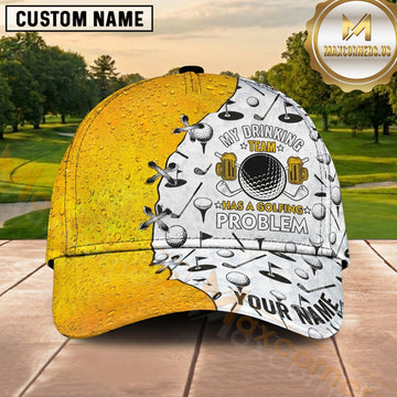 Maxcorners Golf Yellow Splatter Grunge Personalized Cap