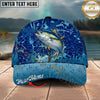 Maxcorners Fishing Blue Hook Pattern Personalized Name 3D Cap (12 Fish Species)