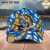 Maxcorners Fishing Ocean Boat Wave Personalized Name 3D Cap (12 Fish Species)