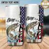 Maxcorners Fishing Tumbler White Patriotic Flag Stripe Design Personalized Name Tumbler (13 Species)