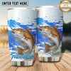 Maxcorners Fishing Tumbler Blue Watercolor Brush Design Personalized Name Tumbler (13 Species)