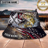 Maxcorners Fishing American Flag Lightning Metal Scale Personalized 3D Bucket Hat (13 Fish Species)