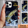 Maxcorners Black Gold Crack Texture Personalized Name Phone Case (13 Fish Species)
