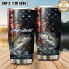 Maxcorners Fishing Tumbler Rustic Patriotic Flag Design Personalized Name Tumbler (13 Species)