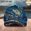 Maxcorners Fishing Heartbeat Hook Pattern Multiple Options Personalized Name 3D Cap (12 Fish Species)