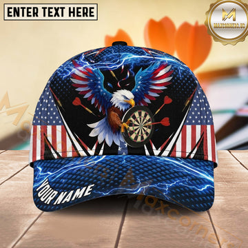 Maxcorners Darts Patriotic Eagle and Dartboard Personalized Name 3D Classic Cap