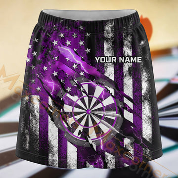 Maxcorners Darts Purple American Flag Dartboard Personalized 3D Skort, Skirts With Shorts