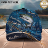 Maxcorners Fishing Heartbeat Hook Pattern Multiple Options Personalized Name 3D Cap (12 Fish Species)