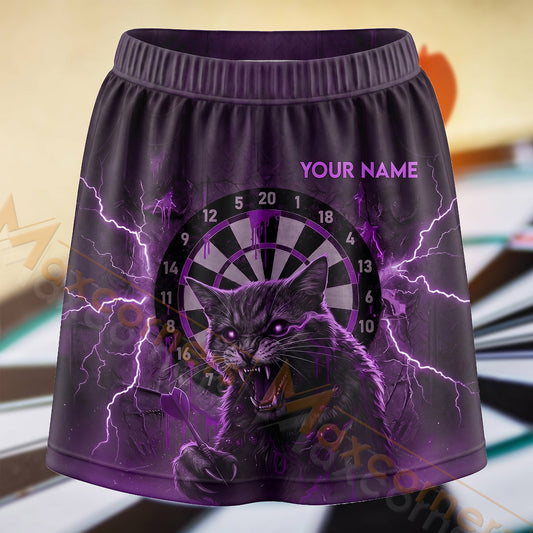 Maxcorners Darts Purple Smoke Skull Dartboard Personalized 3D Skort, Skirts With Shorts