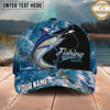 Maxcorners Fishing Blue Ocean Foam Happy Quote Personalized Name 3D Cap (12 Fish Species)