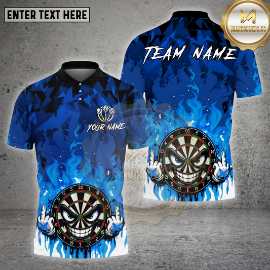 Maxcorners Darts Blue Flame Evil Dartboard Multicolor Options Personalized Name, Team Name 3D Shirt (4 Colors)