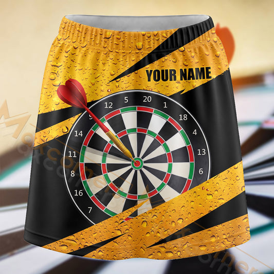 Maxcorners Darts Yellow Black Red Dartboard Personalized 3D Skort, Skirts With Shorts