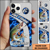 Maxcorners Fishing Blue Lightning Honeycomb Water Splash Personalized Name Phone Case (12 Fish Species)