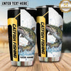 Maxcorners Fishing Tumbler Yellow Black Sport Stripe Design Personalized Name Tumbler (13 Species)