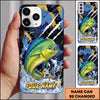 Maxcorners Blue Gold Paint Splash Personalized Name Phone Case (13 Fish Species)