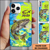 Maxcorners Neon Blue Lime Camo Splash Personalized Name Phone Case (13 Fish Species)