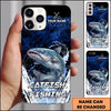Maxcorners Blue Hexagon Water Splash Personalized Name Phone Case (13 Fish Species)