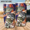 Maxcorners Fishing Tumbler Retro Orange Navy Stripe Design Personalized Name Tumbler (13 Species)