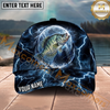 Maxcorners Fishing Thunder Moon Lightning Personalized Name 3D Cap (12 Fish Species)