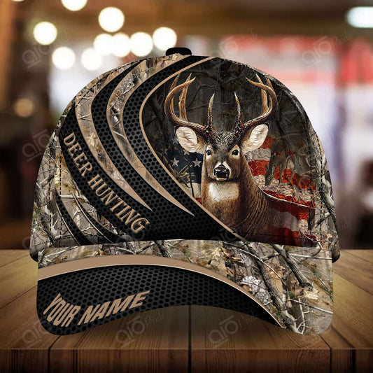 Maxcorners US Deer Hunting Personalized Hats 3D Multicolored