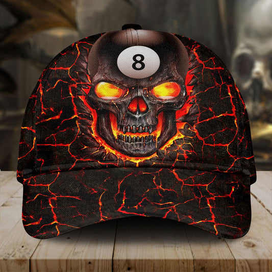 Maxcorners Personalized Skull 8 Ball Billiard Multi Color Classic Cap, Gift for Billiard Player, Skull Cap, Billiard Hat LM0402