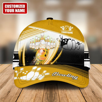 Maxcorners Personalized Name Bowling Multi Color Version Classic Cap, Bowling Team Classic Cap Hat, Idea Gift for Bowler LM0402