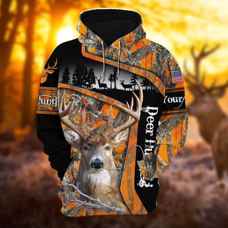 Personalized Deer Hunting Style 3 3D All Over Print Multicolor Hunting Hoodie Hunter Gift