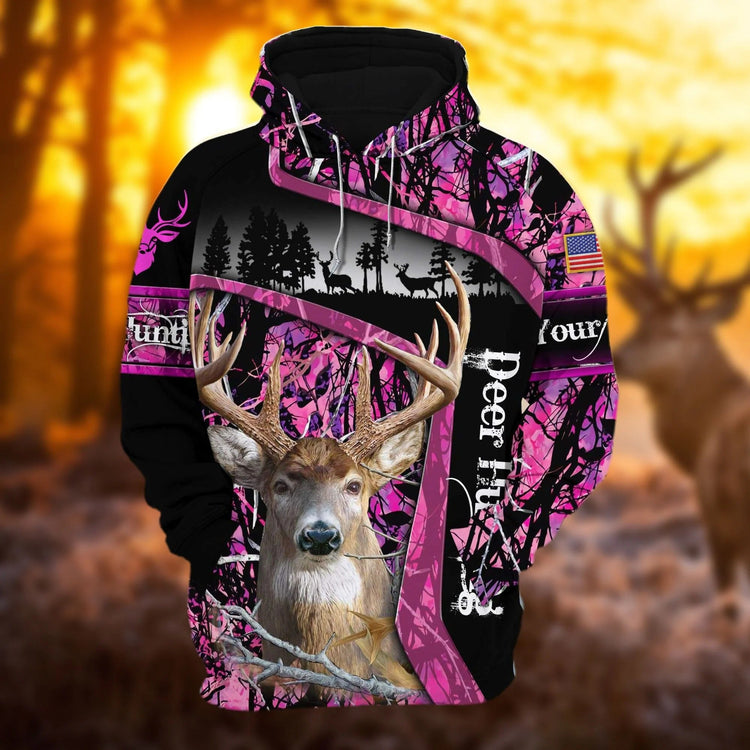 Personalized Deer Hunting Style 2 3D All Over Print Multicolor Hunting Hoodie Hunter Gift