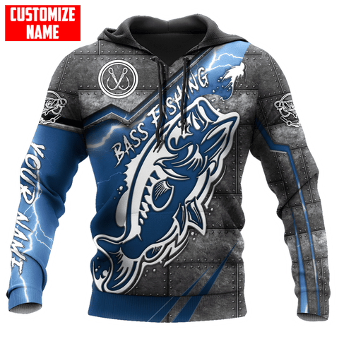 Maxcorners Personalized BASS FISHING METAL BOAT 3D Hoodie