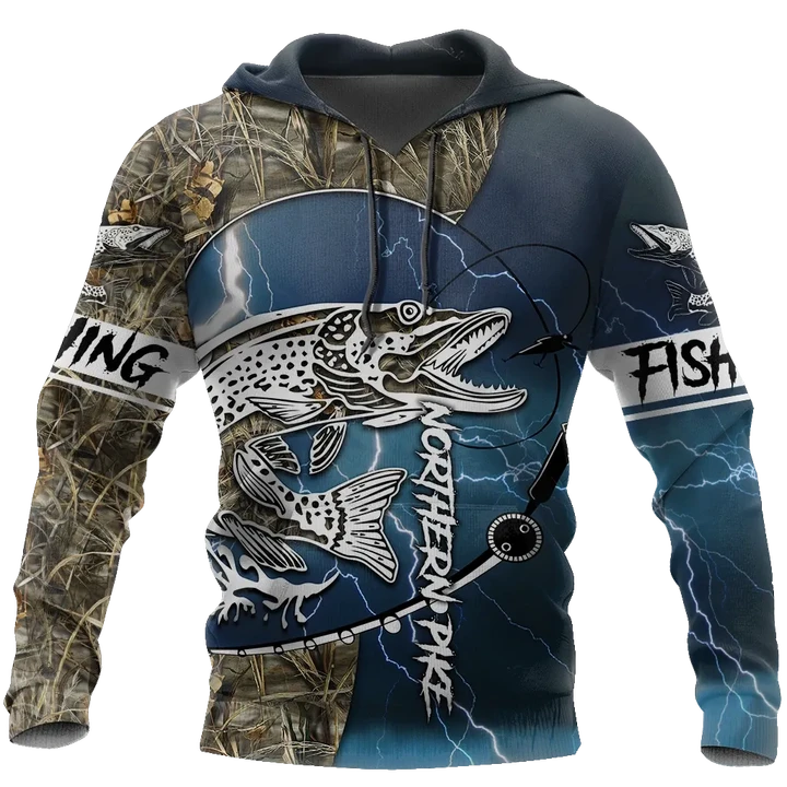 Maxcorners NORTHERN PIKE Fishing 3D Hoodie