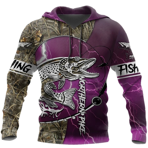 Maxcorners NORTHERN PIKE Fishing 3D Hoodie