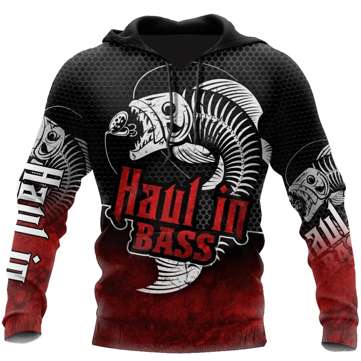 Maxcorners HAUL IN BASS Fishing 3D Hoodie