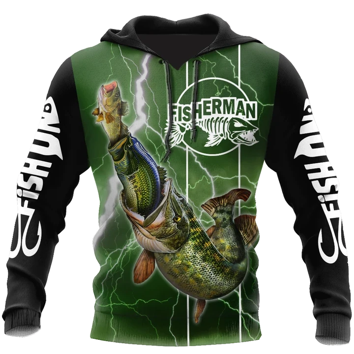 Maxcorners THE GREAT FISH EATS THE SMALL Fishing 3D Hoodie