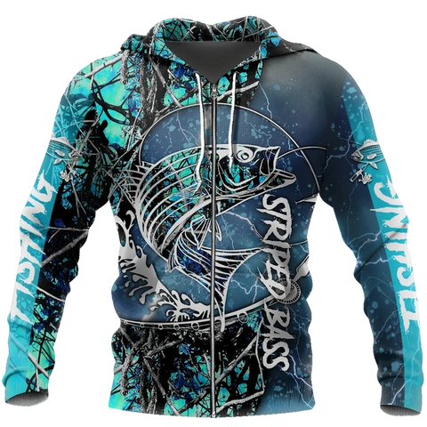 Maxcorners STRIPED BASS Fishing 3D Hoodie