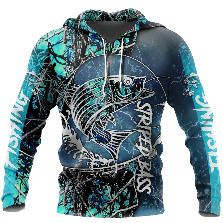 Maxcorners STRIPED BASS Fishing 3D Hoodie