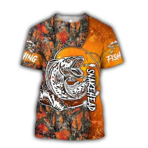 Maxcorners SNAKEHEAD ORANGE CAMO Fishing 3D Hoodie