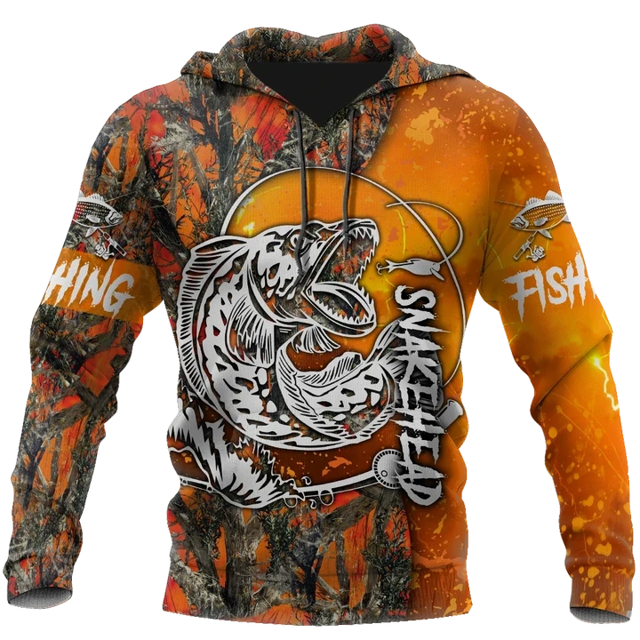 Maxcorners SNAKEHEAD ORANGE CAMO Fishing 3D Hoodie