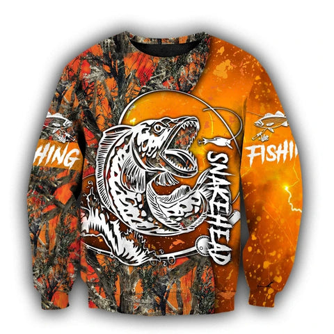 Maxcorners SNAKEHEAD ORANGE CAMO Fishing 3D Hoodie