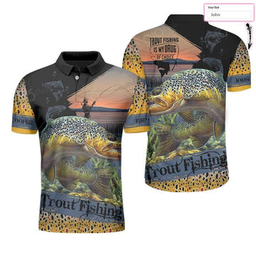 Maxcorners Custom Text Trout Fishing Is My Drug Of Choice Fishing 3D Polo