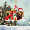 MAXCORNERS WHITE STAFFIE MERRY CHRISTMAS HANGING ORNAMENT