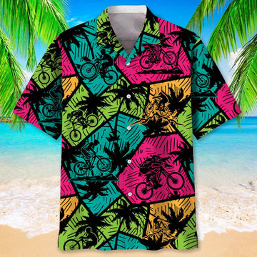 Maxcorner MOUNTAIN BIKE BEACH COLOR HAWAIIAN SHIRT