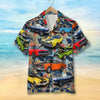 Maxcorners Personalized Muscle Car Hawaiian Shirt, Red Flowers Pattern Custom Photo Car Aloha Shirts (Up to 5 photos)