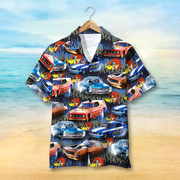 Maxcorners Personalized Drag Racing Car Hawaiian Shirt, Custom Photo Car Aloha Shirts (Up to 5 photos)